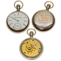 IL,Chicago-,Elgin 18 Size, 7J Coin Silver Pocket Watch