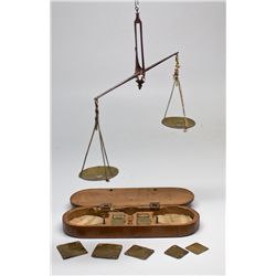 ,Spain-,Spanish Coin Scale in Ornate Wooden Box