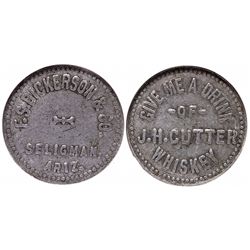 AZ,Seligman-Yavapai County,F. S. Dickerson & Co. Good for 1 J.H> Cutter Whiskey R9