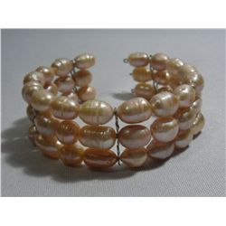 FRESHWATER PEACH PHILIPPINE PEARL 254.00CTW 3LAYER BRAC