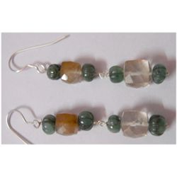 Natural 33.85ct Emerald/Semi Precious Earring .925 Ster