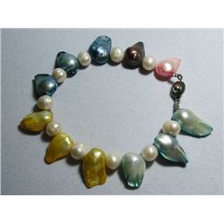 125CTW PHILIPPINE WHITE PEARL AND MULTICOLOR KISHI PEAR