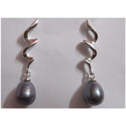 Natural 19.80 ctw Pearl Oval Earrings .925 Sterling