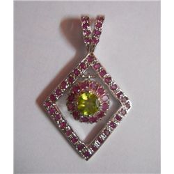 6.200g Pendant of Ruby and Peridot Sterling Silver