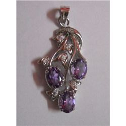6.110g Pendant of Amethyst and CZ Sterling Silver