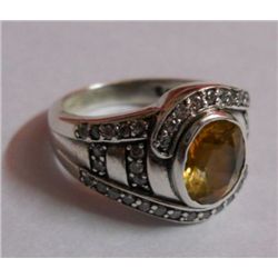 5.120g Ring of Citrine & CZ Sterling Silver