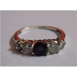 2.060g Ring of Amethyst & CZ Sterling Silver