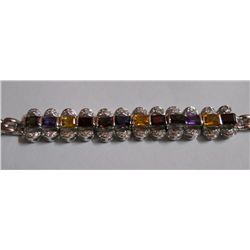 23.930g Bracelet of Amethyst,Citrine,Garnet,CZ And Smoky Quartz Sterling Silver