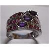Image 1 : 5.840g Ring of Ruby and Amethyst Sterling Silver