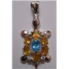 Image 1 : Frog Design Pendant of Citrine,Blue Topaz and CZ of weight 5.280g Sterling Silver