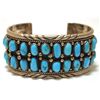 Image 1 : Old Pawn Navajo Turquoise Cluster Sterling Silver Cuff Bracelet - IC