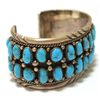 Image 2 : Old Pawn Navajo Turquoise Cluster Sterling Silver Cuff Bracelet - IC