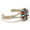 Image 2 : Old Pawn Zuni Coral & Turquoise Sterling Silver Cuff Bracelet - Robert Eustace