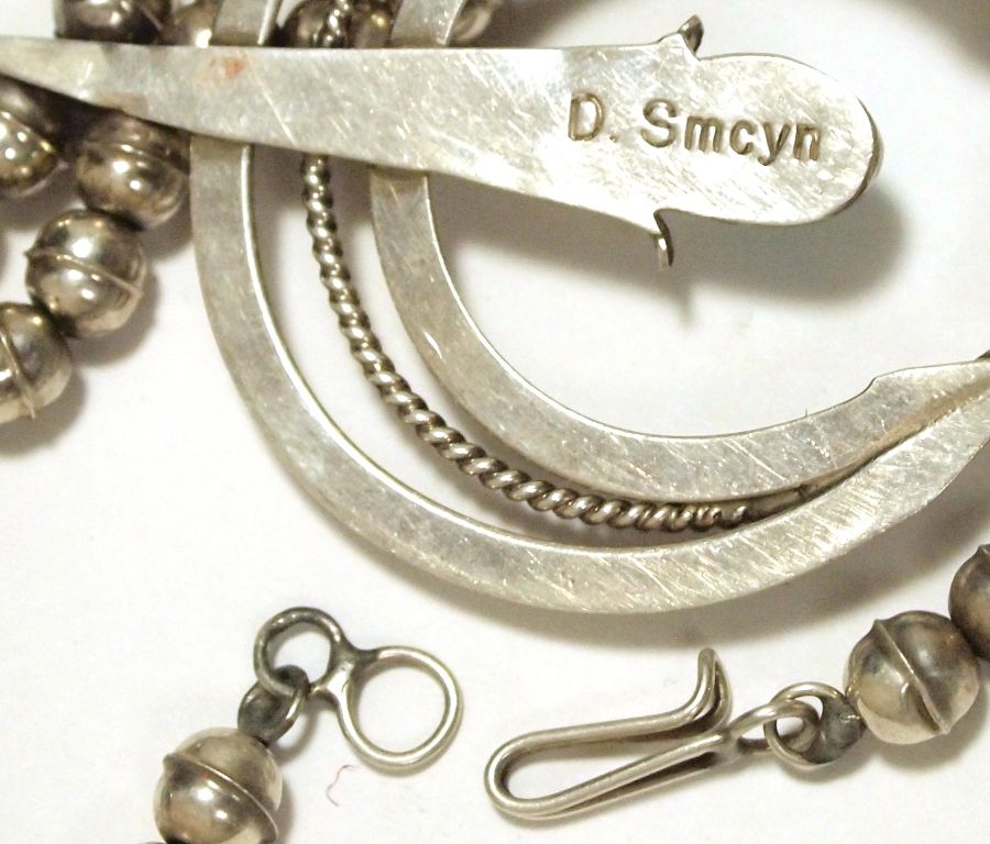 Old Pawn Navajo Turquoise Sterling Silver Squash Blossom Necklace Doris Smallcanyon