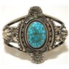 Image 1 : Old Pawn Navajo Spider Web Kingman Turquoise Sterling Silver Cuff Bracelet - Wallace Yazzie, Jr.