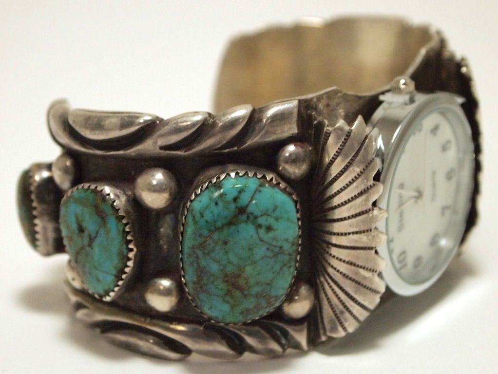 Vintage Old Pawn Navajo Royston Turquoise Sterling Silver Cuff Bracelet ...