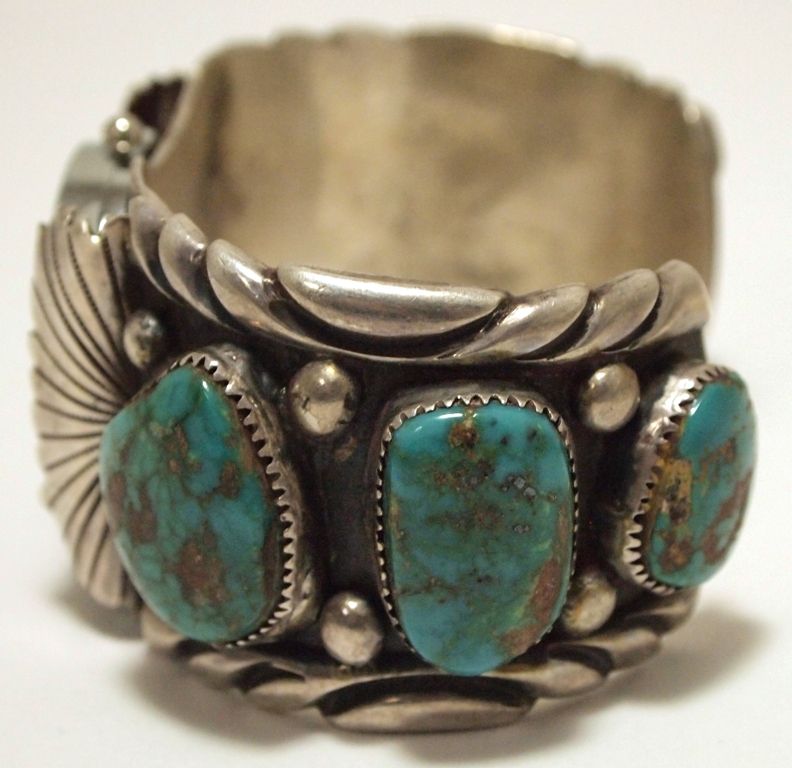 Vintage Old Pawn Navajo Royston Turquoise Sterling Silver Cuff Bracelet