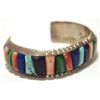 Image 2 : Old Pawn Navajo Multi-Stone Overlay Sterling Silver Cuff Bracelet - LL