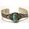 Image 1 : Old Pawn Navajo Kingman Turquoise Sterling Silver Offset Cuff Bracelet - Kirk Smith