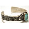 Image 2 : Old Pawn Navajo Kingman Turquoise Sterling Silver Offset Cuff Bracelet - Kirk Smith