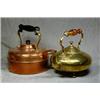 Image 1 : A Copper and Brass Kettle and Scottish Brass "Hot Toddy" Kettle with Glass...