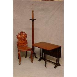A Pair of Victorian Mahogany Shield Back Hall Chairs with Cabriole Front Legs....