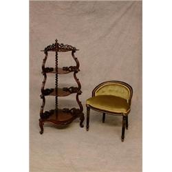 A Continental Ebonised Side Tub Chair with Low Back Having Ormulu Mounts on...