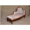 Image 1 : A Victorian Mahogany Framed Chaise Longue with Foliate Carving, Button Back on...