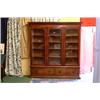 Image 1 : A Victorian Mahogany Triple Library Bookcase with Moulded Cornice and Glazed...