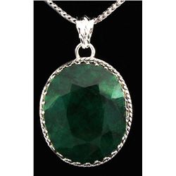 NATURAL EMERALD BERYL 76.78CTW SILVER PENDANT