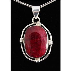 RUBY CORRUNDUM 45.03CTW SILVER PENDANT