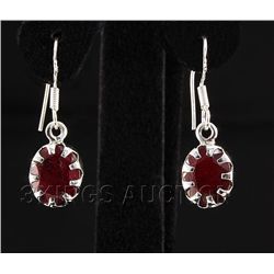 RUBY CORRUNDUM 14.31CTW SILVER HOOK EARRING