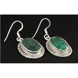 EMERALD BERYL 44.84CTW SILVER HOOK EARRING