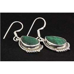 EMERALD BERYL 30.94CTW SILVER HOOK EARRING