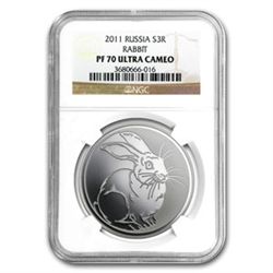 2011 1 oz Silver Russia Year of the Rabbit Proof Coin