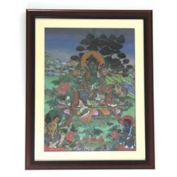 Religious Buddha Gemstone Painting w/ Frame