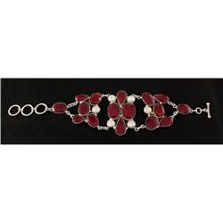 RUBY CORRUNDUM 60.65GRAMS FASHION SILVER BRACELET