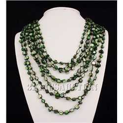 960.50CTW LIME GREEN 8ROW MOTHER OF PEARL NECKLACE