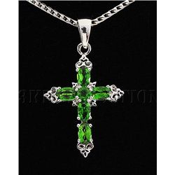 Crucifix 1.96g Sterling Silver Chorme Diopside Pendant 1.52ctw