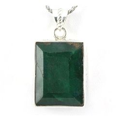 81.5ctw Beautiful Silver Emerald Pendant (19x25mm)
