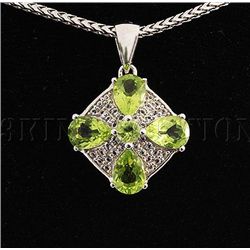 Pretty 2.52g Sterling Silver Peridot Pendant 3.50ctw