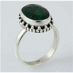 EMERALD BERYL 29.48CTW STERLING SILVER RING