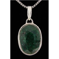 EMERALD BERYL 34.64CTW STERLING SILVER PENDANT