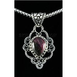 Pink Tourmaline 14.55ctw Antique Design .925 Pendant