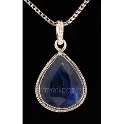 SAPPHIRE CORRUNDUM 32.60CTW SILVER PENDANT