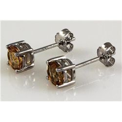 Citrine Gemstone 0.96ctw Silver Stud Earring 0.67g