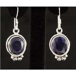 SAPPHIRE CORRUNDUM 28.30CTW MINI SILVER EARRING