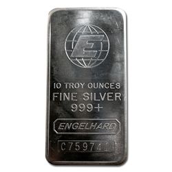 Silver Bars: Engelhard 10 oz Bar (Tall, E Globe) .999 fine