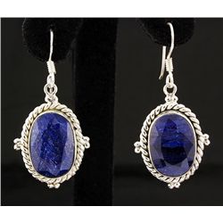 SAPPHIRE CORRUNDUM 48.70CTW SILVER HOOK EARRING