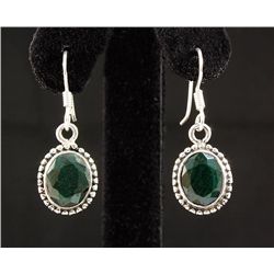 EMERALD BERYL 21.41CTW MINI SILVER HOOK EARRING